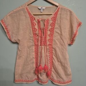 Vineyard Vines Women's Boho Embroidered Peach Embroidered Blouse Size Small